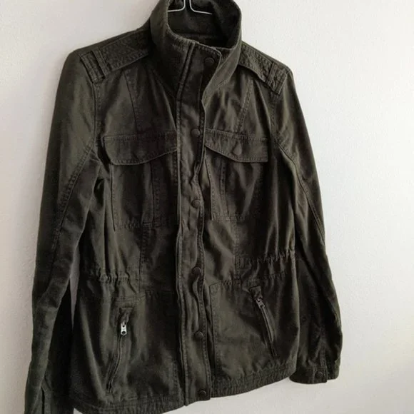 Abercrombie Military Utility Cargo Olive Green Women's Jacket Size Small - Picture 2 of 5